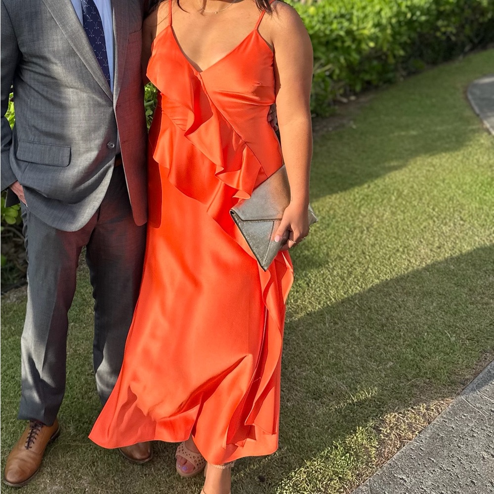 NWT: Gianni Bini Vibrant Orange Asymmetrical Dress